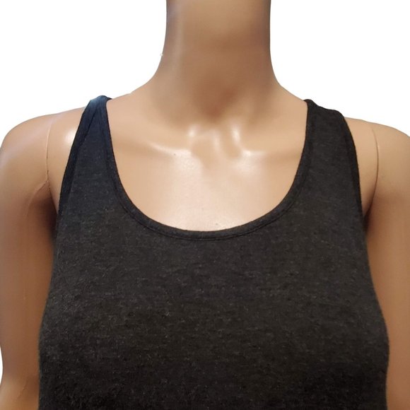Stony Apparel Sz S Rayon Blend Gray Soft Crossover Back Tank with Lace Edging - Picture 2 of 9
